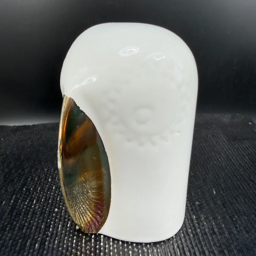 IKEA Ceramic Owl Figurine Set White Gold Metallic Beak Minimalist Decor set of 2